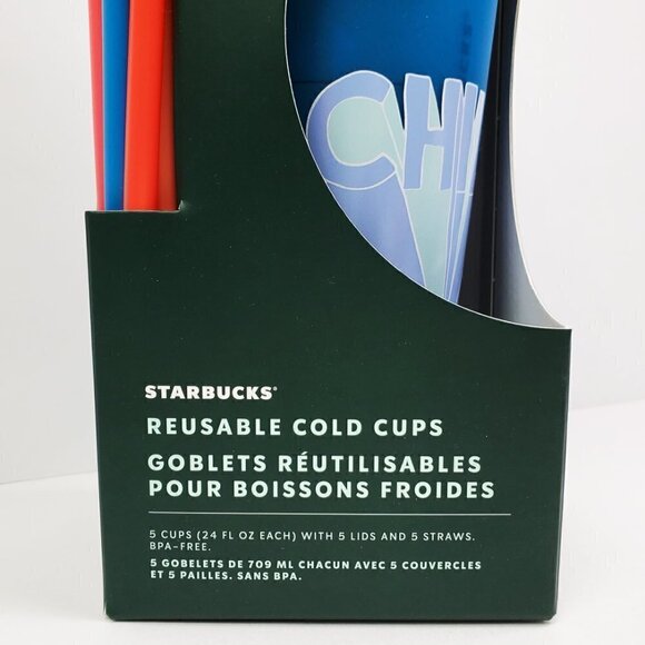 Starbucks Drink Beverage Cold Cups Summer 2020 Reusable Color Straws Lids NIB - Picture 5 of 10